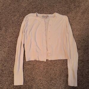 LOFT Ivory Knit Cardigan, Size medium